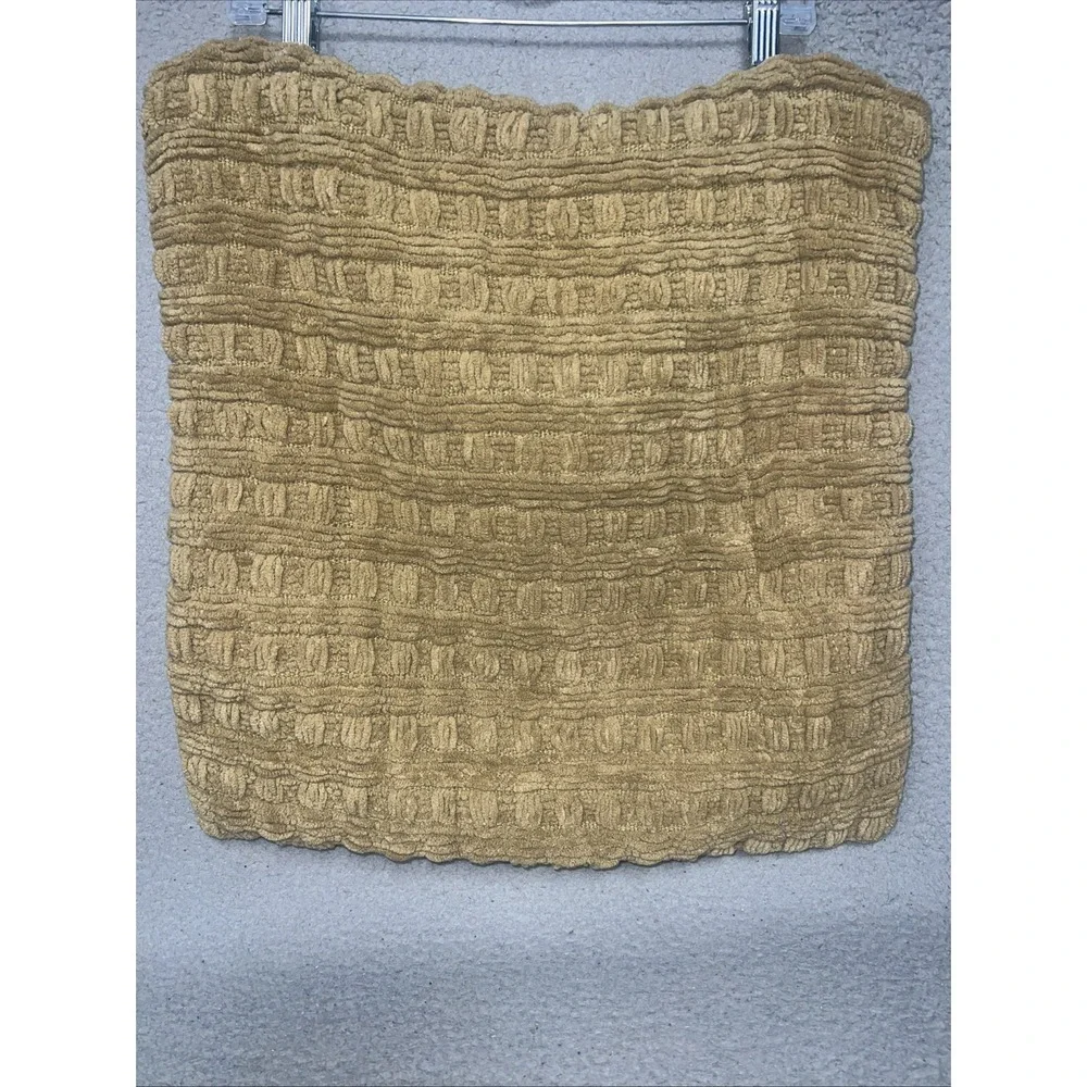 Lot of 2 Pottery Barn Pillow Covers Size 20x20 Ochre Fuzzy Basketweave Chenille